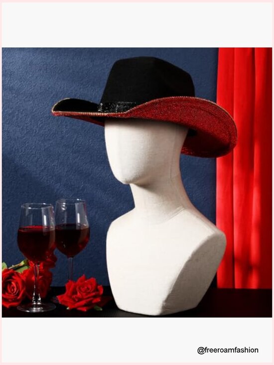 Rhinestone Cowboy Hat with Diamond Fringe CowHat Cosplay Wedding main image 4